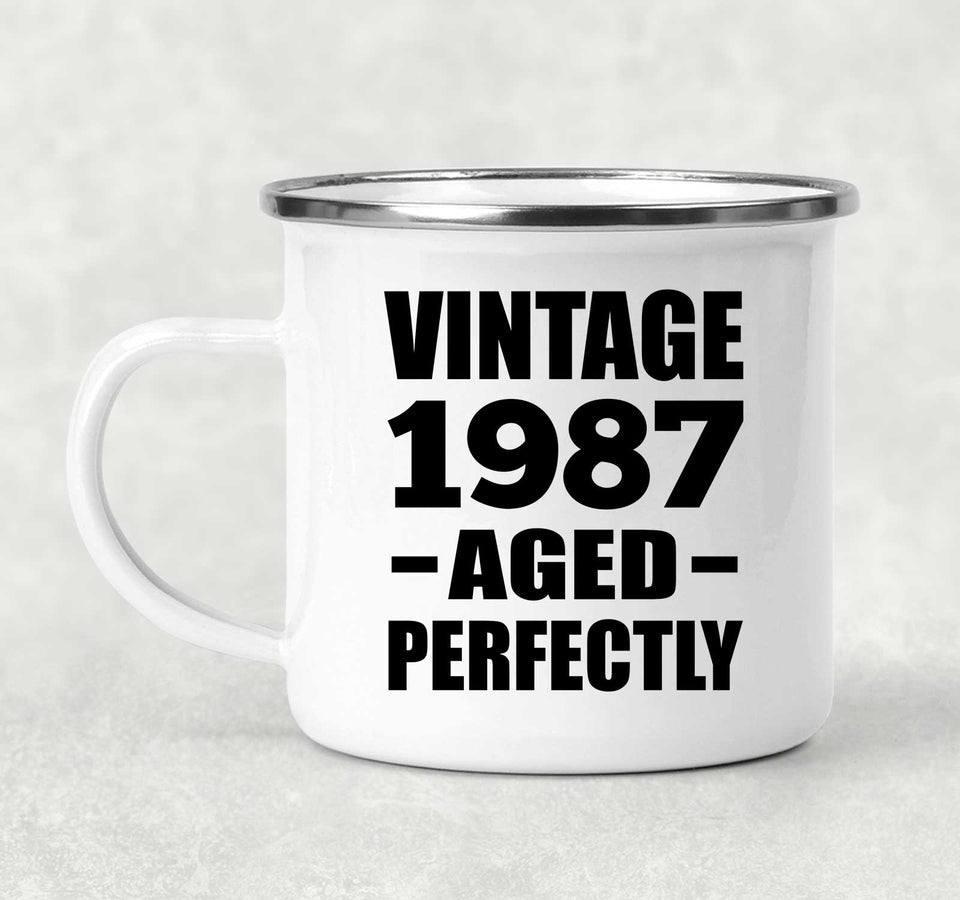 37th Birthday Vintage 1987 Aged Perfectly - 12oz Camping Mug