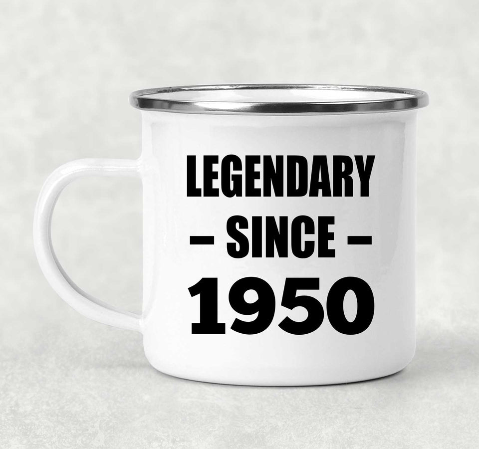 74th Birthday Legendary Since 1950 - 12oz Camping Mug