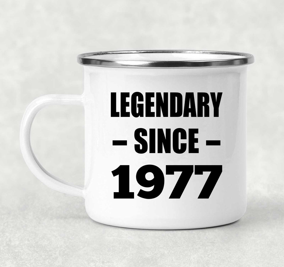 47th Birthday Legendary Since 1977 - 12oz Camping Mug