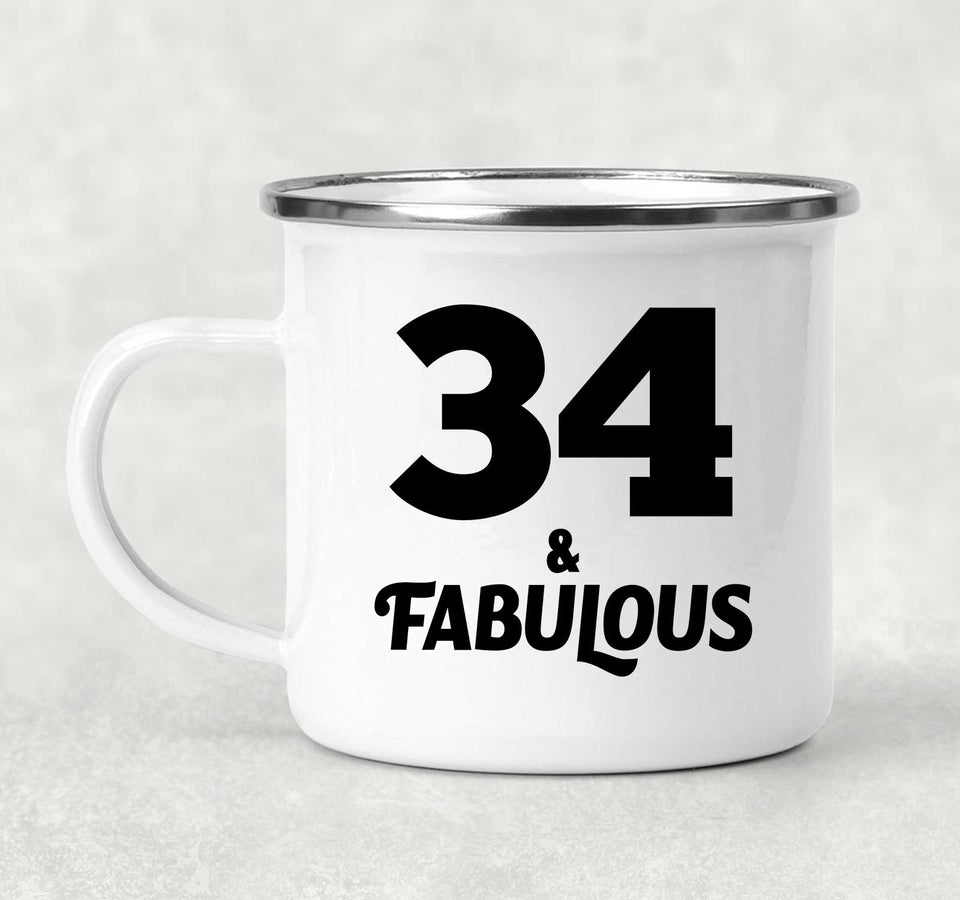 34th Birthday 34 & Fabulous - 12oz Camping Mug