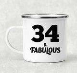 34th Birthday 34 & Fabulous - 12oz Camping Mug
