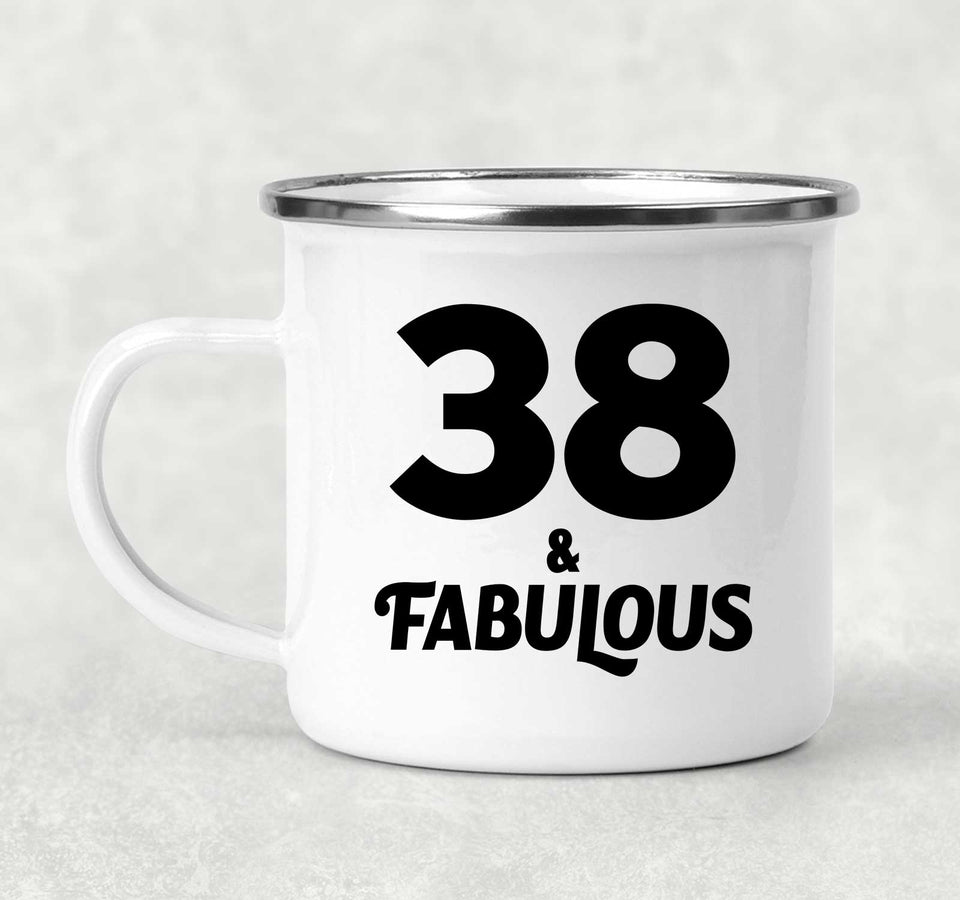 38th Birthday 38 & Fabulous - 12oz Camping Mug