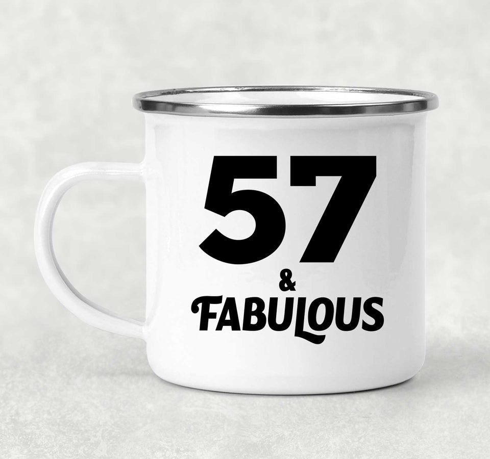 57th Birthday 57 & Fabulous - 12oz Camping Mug