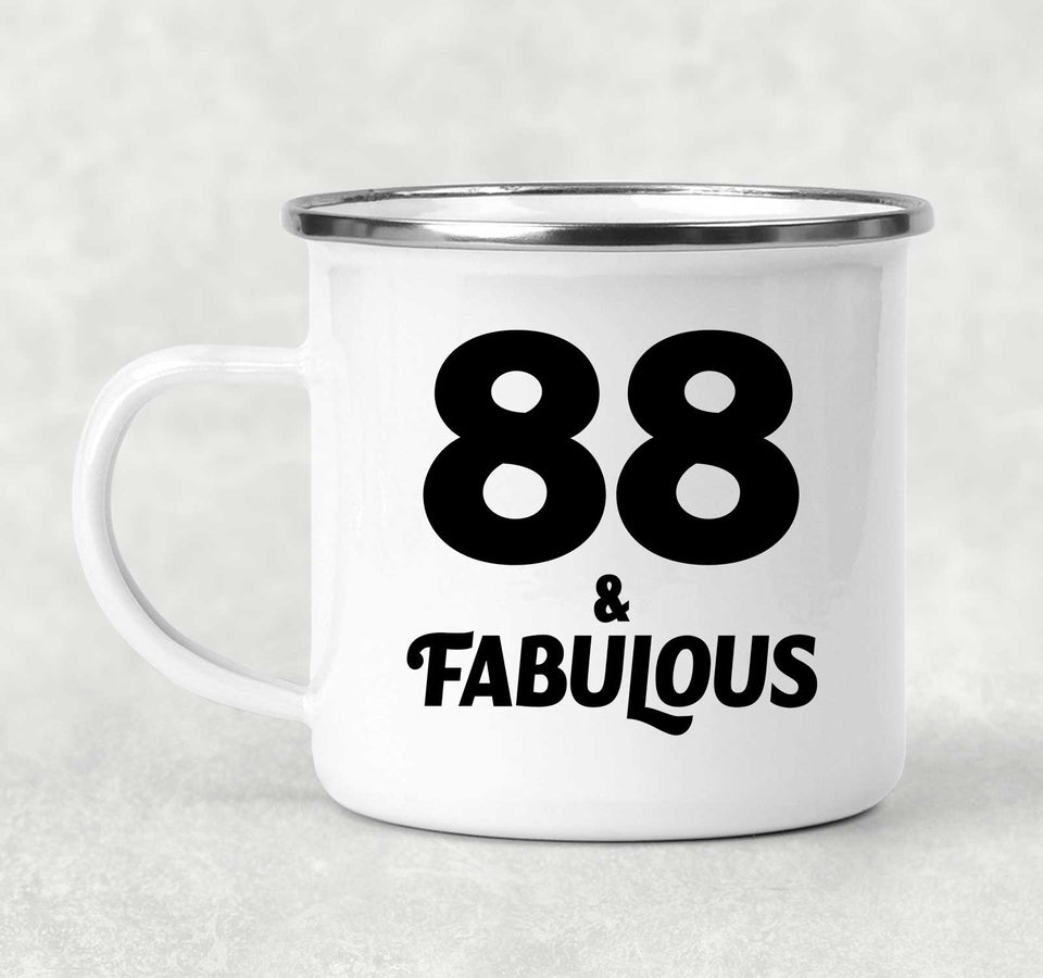 88th Birthday 88 & Fabulous - 12oz Camping Mug