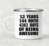 12th Birthday 12 Years 144 Months 4383 Days Of Awesome - 12oz Camping Mug
