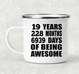 19th Birthday 19 Years 228 Months 6939 Days Of Awesome - 12oz Camping Mug