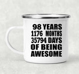 98th Birthday 98 Years 1176 Months 35794 Days Of Awesome - 12oz Camping Mug