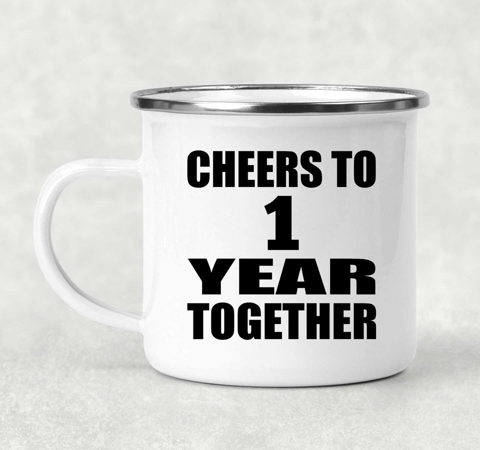 1st Anniversary Cheers To 1 Year Together - 12oz Camping Mug