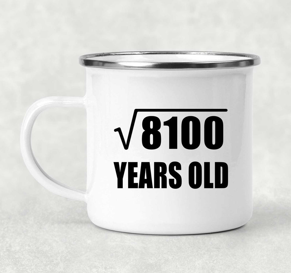90th Birthday Square Root of 8100 Years Old - 12oz Camping Mug