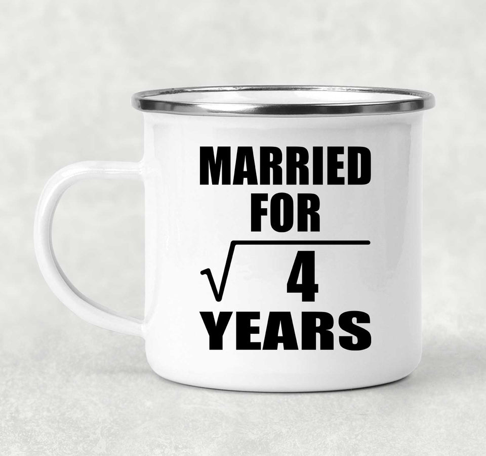 2nd Anniversary Married For Square Root of 4 Years - 12oz Camping Mug