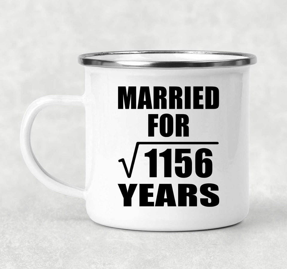 34th Anniversary Married For Square Root of 1156 Years - 12oz Camping Mug