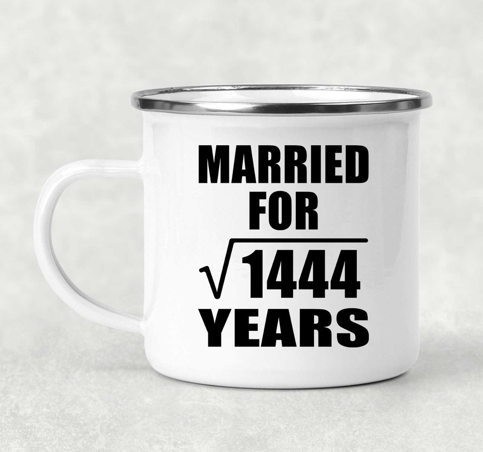 38th Anniversary Married For Square Root of 1444 Years - 12oz Camping Mug