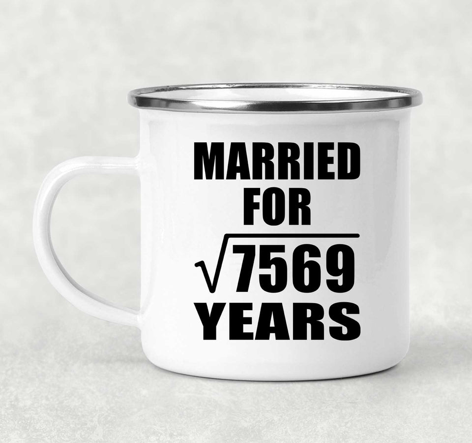 87th Anniversary Married For Square Root of 7569 Years - 12oz Camping Mug