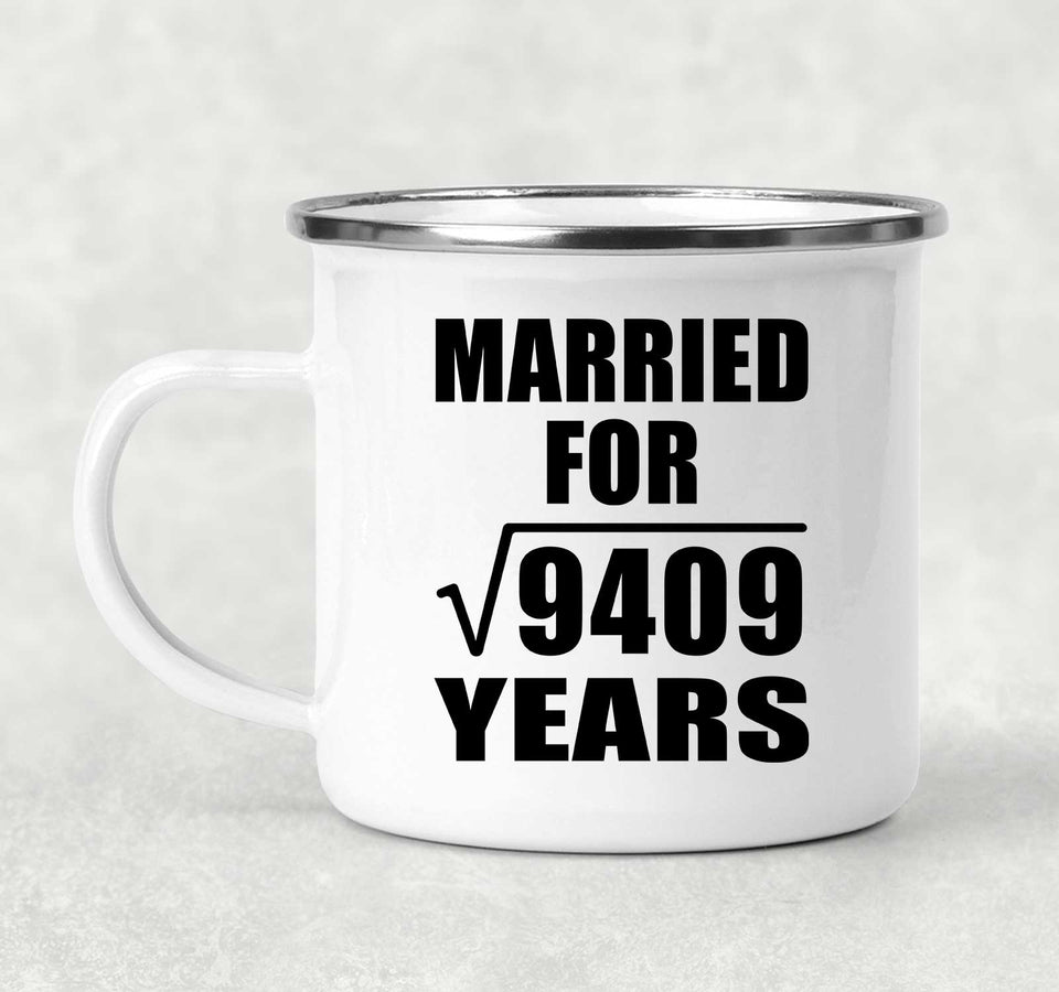 97th Anniversary Married For Square Root of 9409 Years - 12oz Camping Mug