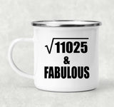 105th Birthday Square Root of 11025 & Fabulous - 12oz Camping Mug