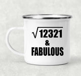 111th Birthday Square Root of 12321 & Fabulous - 12oz Camping Mug