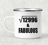 114th Birthday Square Root of 12996 & Fabulous - 12oz Camping Mug