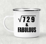 27th Birthday Square Root of 729 & Fabulous - 12oz Camping Mug