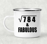 28th Birthday Square Root of 784 & Fabulous - 12oz Camping Mug