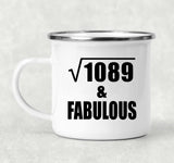 33rd Birthday Square Root of 1089 & Fabulous - 12oz Camping Mug