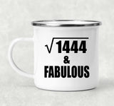 38th Birthday Square Root of 1444 & Fabulous - 12oz Camping Mug
