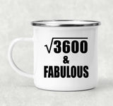 60th Birthday Square Root of 3600 & Fabulous - 12oz Camping Mug