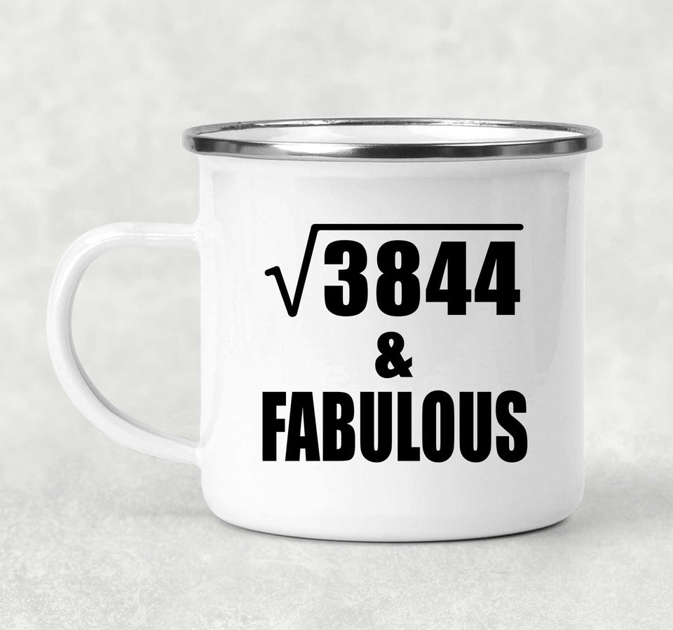 62nd Birthday Square Root of 3844 & Fabulous - 12oz Camping Mug