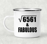 81st Birthday Square Root of 6561 & Fabulous - 12oz Camping Mug
