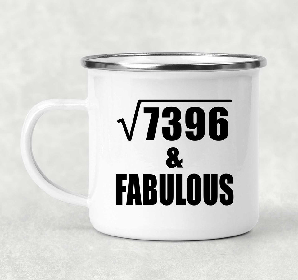 86th Birthday Square Root of 7396 & Fabulous - 12oz Camping Mug