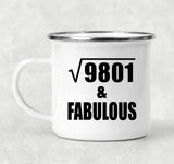 99th Birthday Square Root of 9801 & Fabulous - 12oz Camping Mug