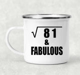 9th Birthday Square Root of 81 & Fabulous - 12oz Camping Mug