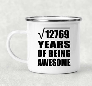 113th Birthday Square Root of 12769 Years of Being Awesome - 12oz Camping Mug