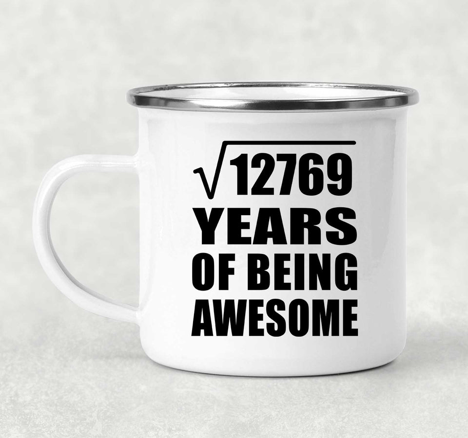 113th Birthday Square Root of 12769 Years of Being Awesome - 12oz Camping Mug