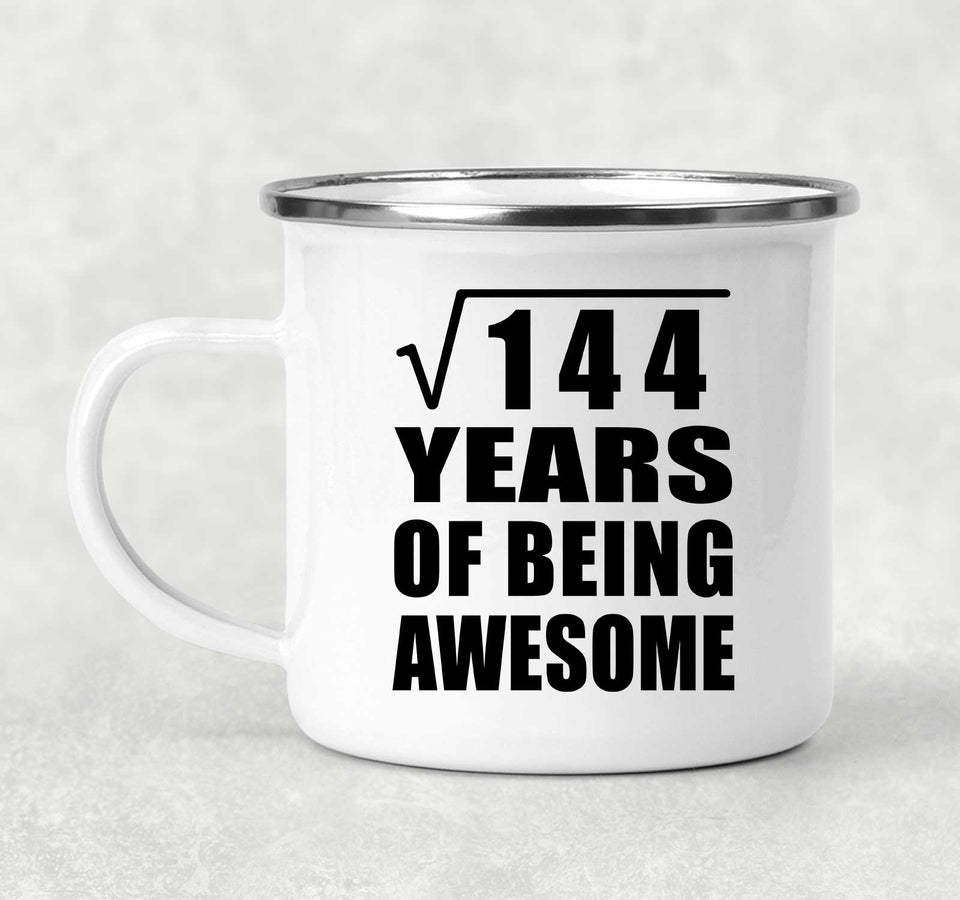 12th Birthday Square Root of 144 Years of Being Awesome - 12oz Camping Mug