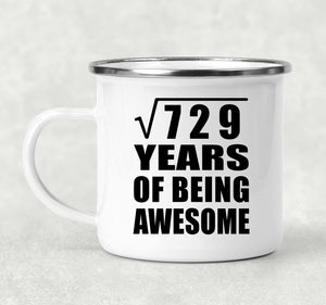 27th Birthday Square Root of 729 Years of Being Awesome - 12oz Camping Mug