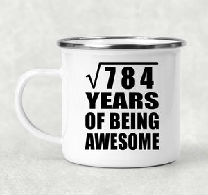 28th Birthday Square Root of 784 Years of Being Awesome - 12oz Camping Mug