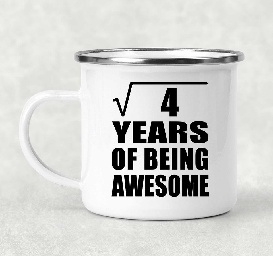 2nd Birthday Square Root of 4 Years of Being Awesome - 12oz Camping Mug