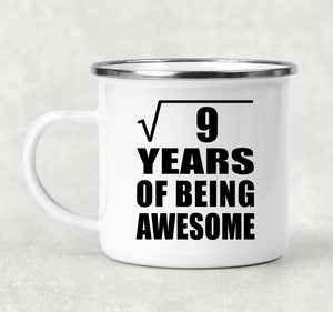 3rd Birthday Square Root of 9 Years of Being Awesome - 12oz Camping Mug