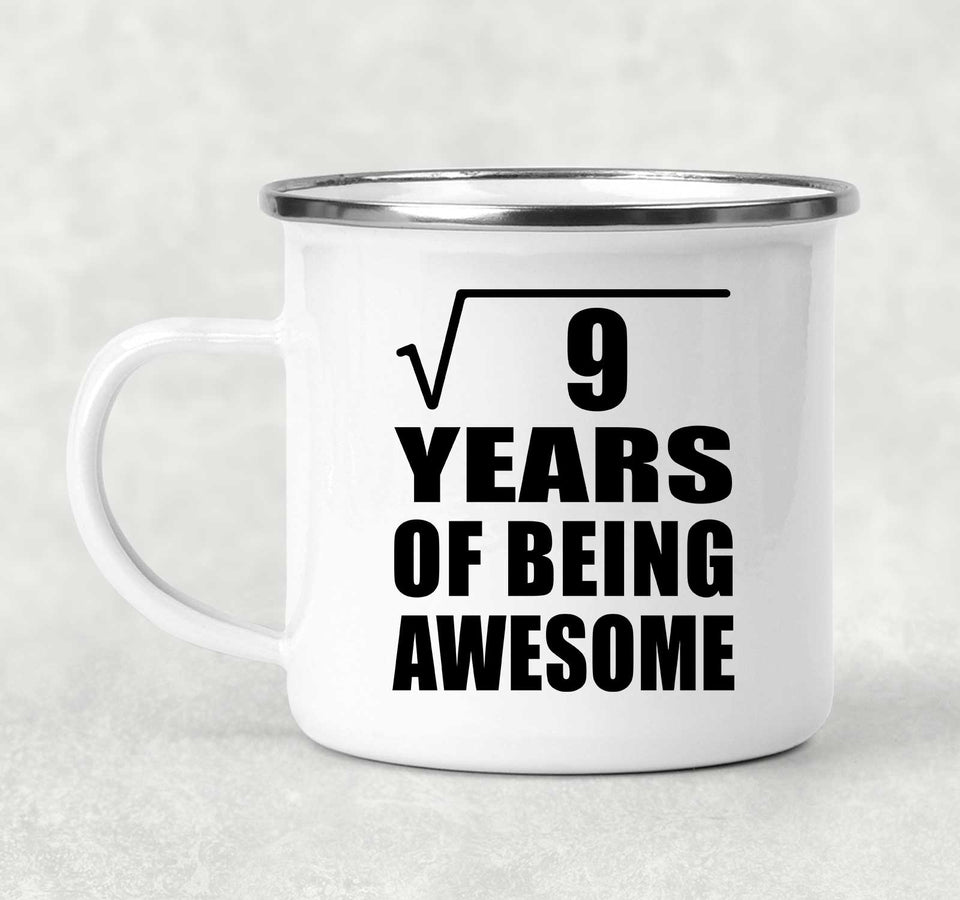 3rd Birthday Square Root of 9 Years of Being Awesome - 12oz Camping Mug