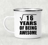 4th Birthday Square Root of 16 Years of Being Awesome - 12oz Camping Mug