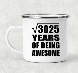 55th Birthday Square Root of 3025 Years of Being Awesome - 12oz Camping Mug