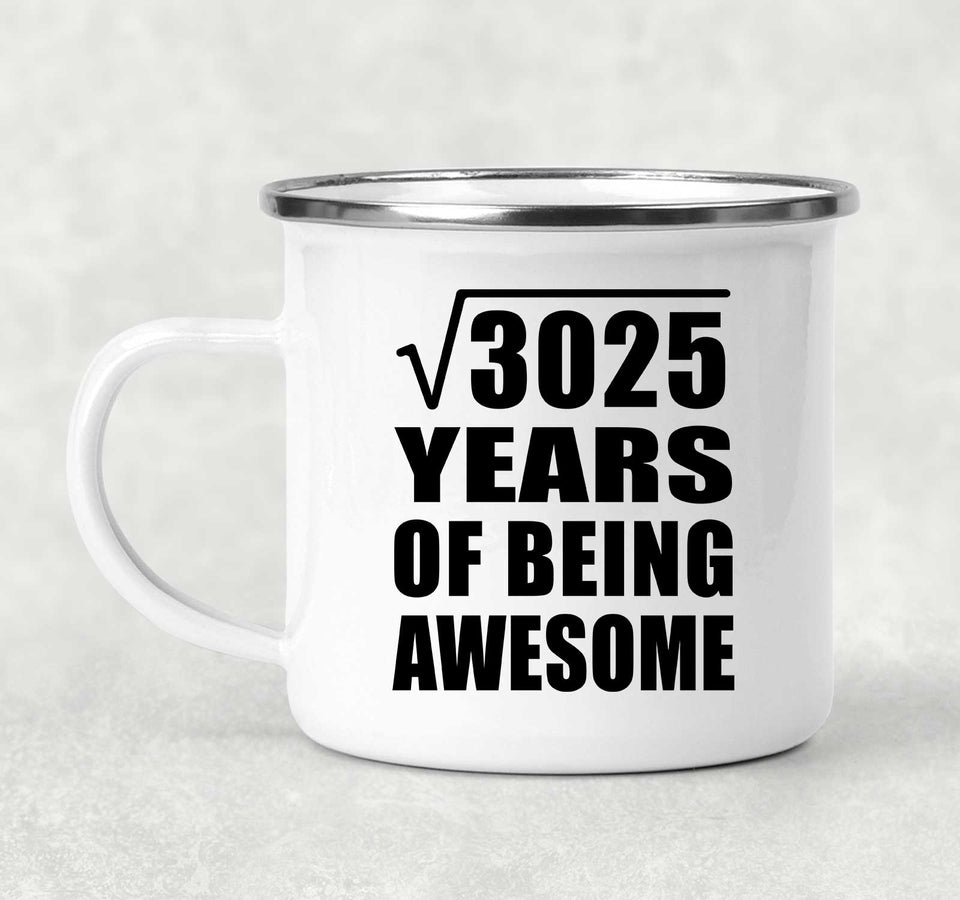 55th Birthday Square Root of 3025 Years of Being Awesome - 12oz Camping Mug