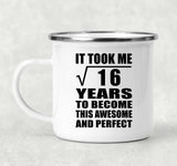 4th Birthday Took Square Root of 16 Years To Awesome - 12oz Camping Mug