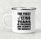 113th Birthday Square Root of 12769 Years of Childhood - 12oz Camping Mug