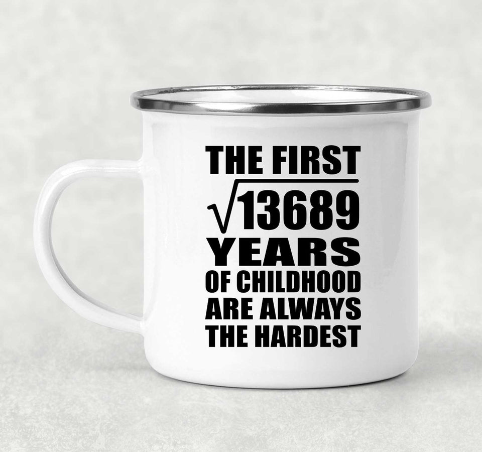 117th Birthday Square Root of 13689 Years of Childhood - 12oz Camping Mug