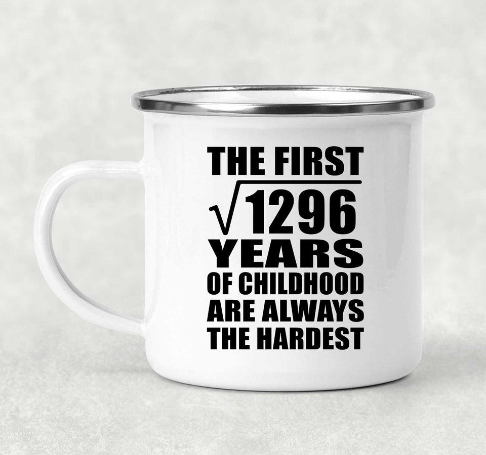 36th Birthday Square Root of 1296 Years of Childhood - 12oz Camping Mug