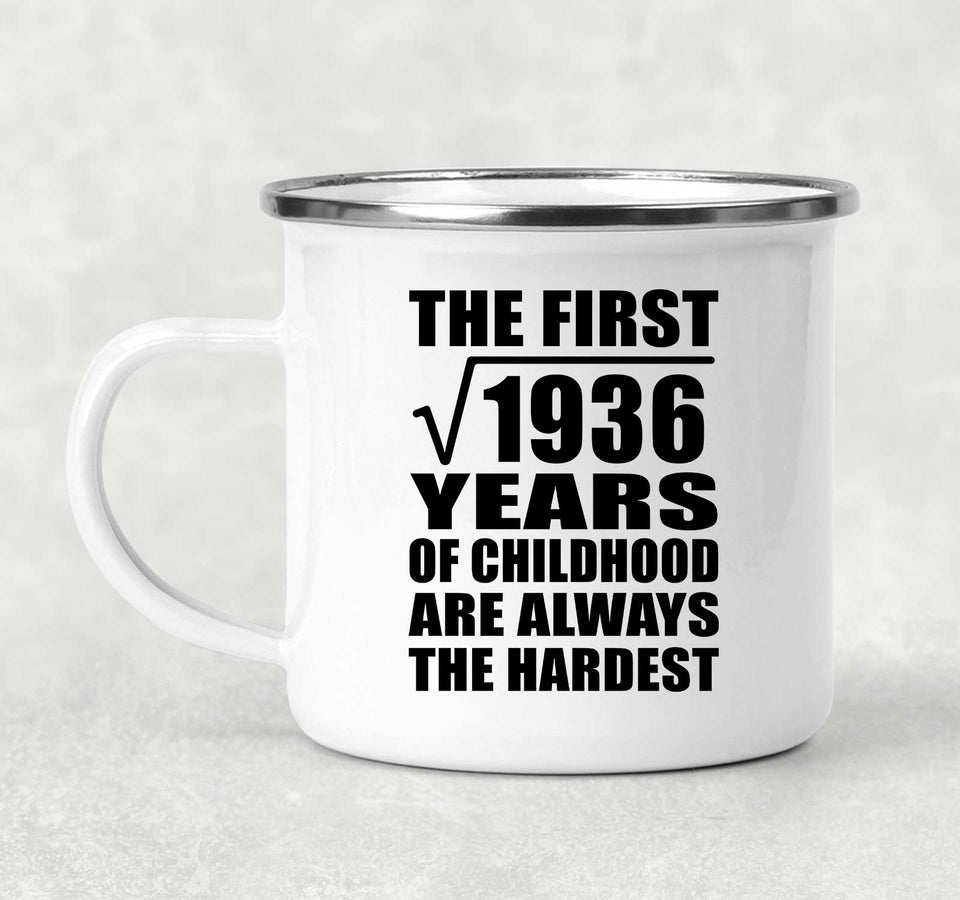 44th Birthday Square Root of 1936 Years of Childhood - 12oz Camping Mug
