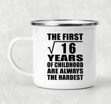 4th Birthday Square Root of 16 Years of Childhood - 12oz Camping Mug