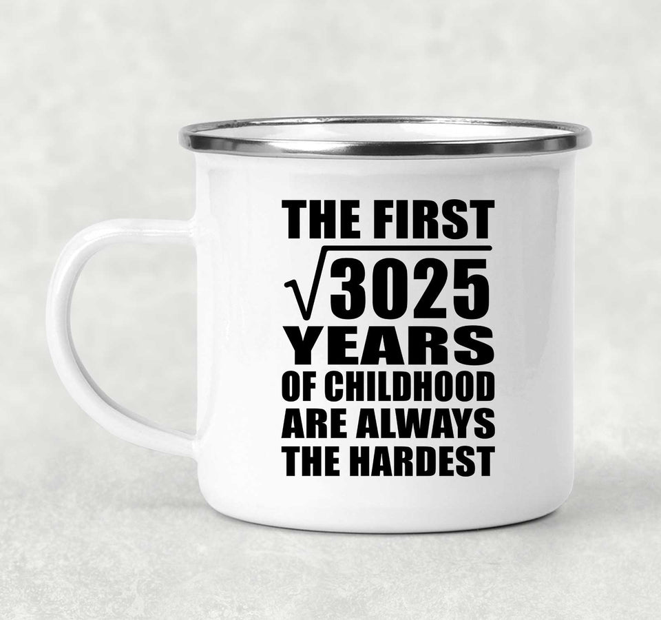55th Birthday Square Root of 3025 Years of Childhood - 12oz Camping Mug