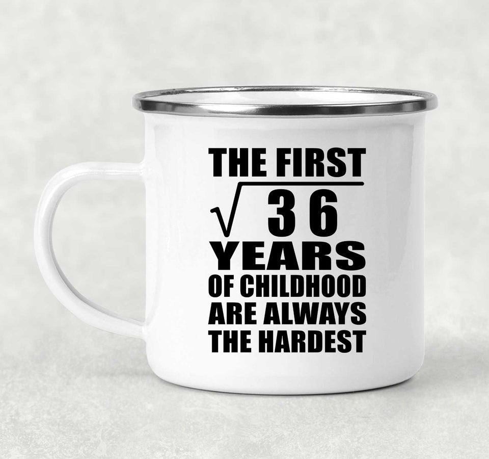 6th Birthday Square Root of 36 Years of Childhood - 12oz Camping Mug